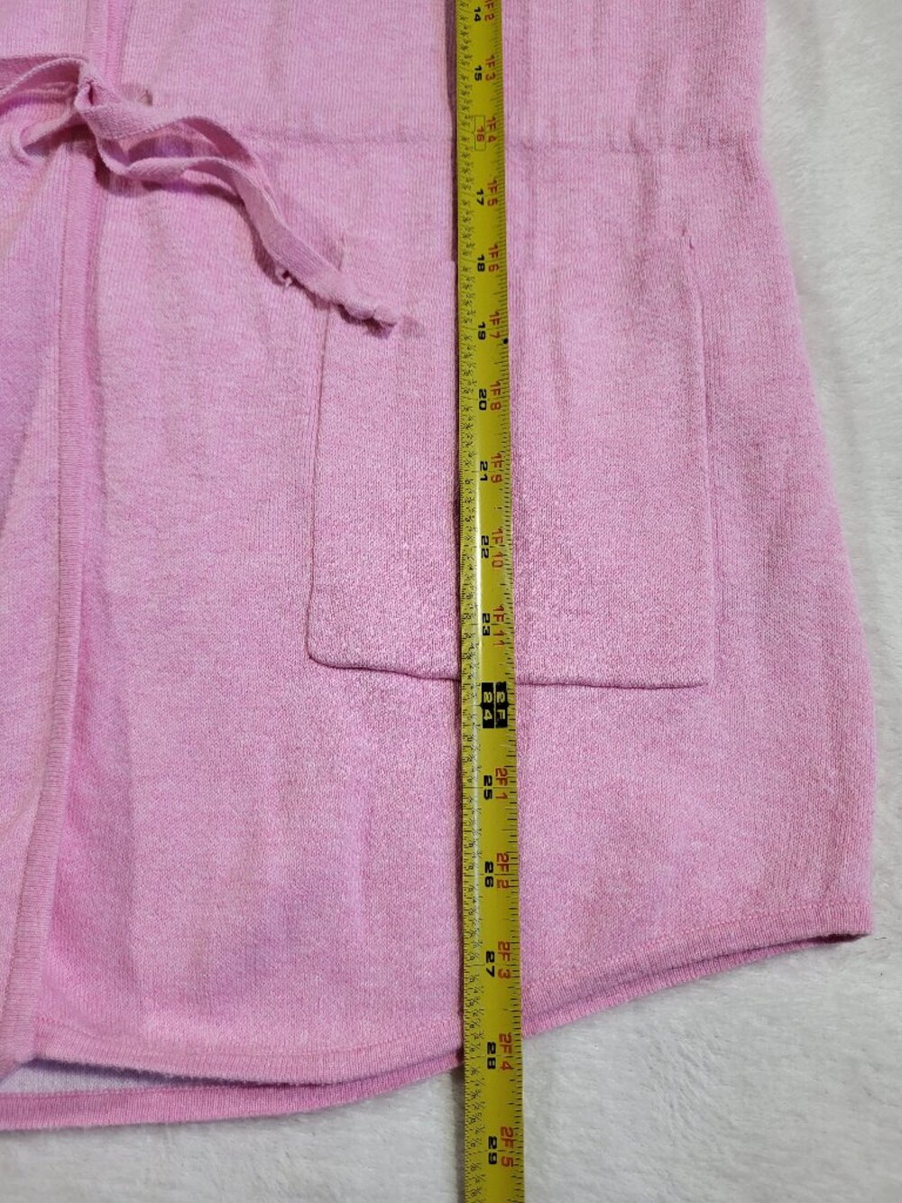 Kinross Cashmere Light Pink Cotton Cashmere Long Sleeve Hooded Cardigan - Size L - Picture 10 of 10